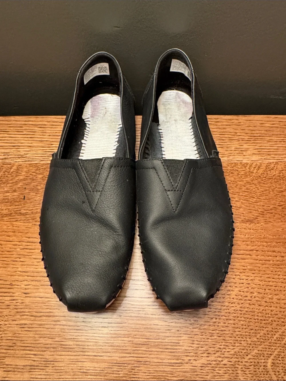 Toms Women’s Alpargata Black Leather-look Slip-On Loafers - 9.5